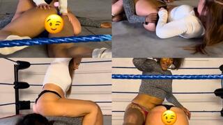 Cat fight, stripping and spanking match