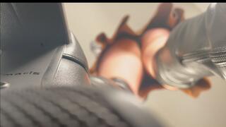 A GIANTESS Bootjob Dream in Overknee Boots - Giantess Tramplegirl gives a Shoejob in black patent overknee boots - POV Giantess, Upskirt Views and Cockview only PUSSYGLIMPSE :)