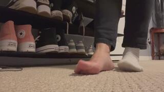 End of day foot strip-tease