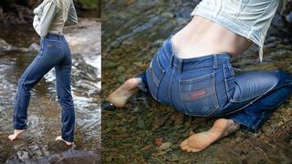 Barefoot swim in my jeans on a hot summer day