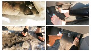 HOT PREMIERE: Barefoot brutal hard revving and melting snow in powerful Opel