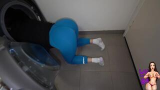 Step-Mommy stuck in the washing machine