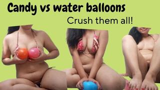 Candy vs water balloons: pop them all!