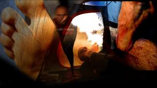 Fun with friends feet in the tent