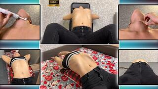 Bloating - Belly Stretching and Ice Neck Massage 1080 - Deep Breathing - Belly Fetish - Jeans Fetish - Belly Button - Neck Worship - Breath Play - Flat Belly - Ice On Skin