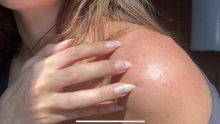 Scratching your back with my natural long nails