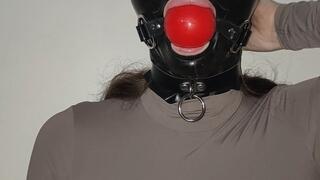 Julia tries on her gags