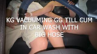KG VACUUMING GG TILL CUM IN CARWASH WITH BIG HOSE