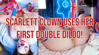 Scarlett Clown Uses Her First Double Dildo!