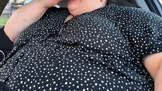 MASSIVE SSBBW fatty eating a 1600-CALORIE fast food SNACK, barely fits in the car — SSBBW Marigold — feedee feederism car stuffing