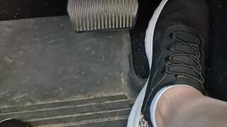 Driving the truck in sneakers