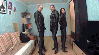 3 SEXY GIRLS TEASE YOU IN LEATHER CLOTHES (POV) 2 G