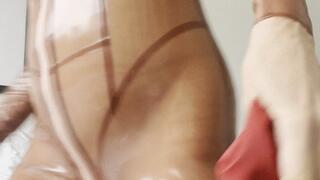 latex rubber catsuit gloves hood but plug cum