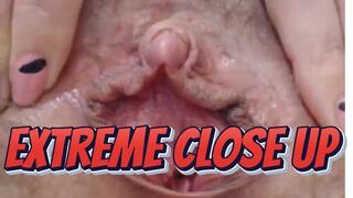 Extreme close-up: clit, pussy, ass