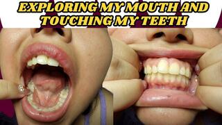 Close up exploring my big mouth and touching my teeth