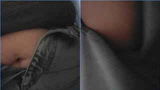 Asmr Relaxing Sounds of Bike Riding In Maxi Denim Blue Jean Skirt belly and legs w upskirt