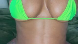 Hot Ebony coughing in a bikini