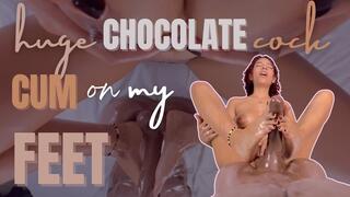 huge chocolate cock cum on my feet