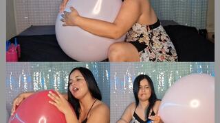 Naomi fills her balloons with kisses and pops them