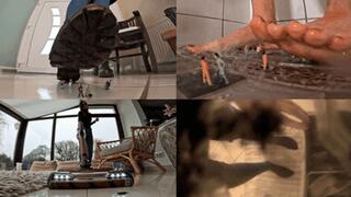 Unaware giantess crushes and vacuums tiny people
