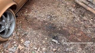 Revving the Buick in my favorite white sandals!!!