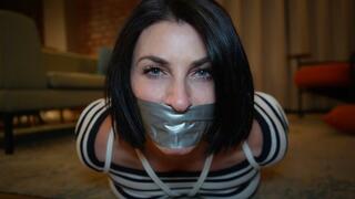 Bare foot and bound private investigator sarah wild sock and tape gagged (mp4)
