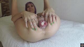 Caught Masturbating, Cumshot in My Extreme Gape, Dripping Cum From my Destroyed Rose