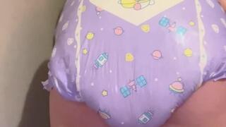 daddy's pov of bunny soaking and playing in her diaper