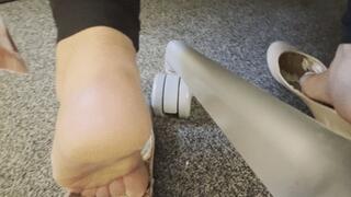 Candid Almost caught behind the chair dipping and inside the worn flats