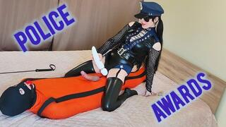 Policewoman teases her slave