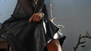 Milah Arches Feet JOI Goddess in Leather and sexy Black ultra high tajna Club Heels