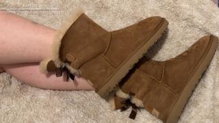 Removing Amelie’s Ugg Boots and socks