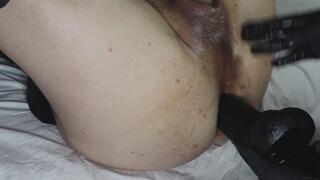 Monster dildo and fisting my slave