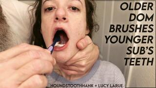 Older Dom Brushes Younger Subs Teeth