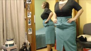 Pretending to be skinny ~ Exposing her fatness