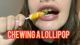 chewing a lollipop