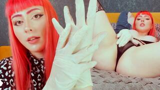 GFE: Redhead goth girl makes you a fan of handjob with gloves