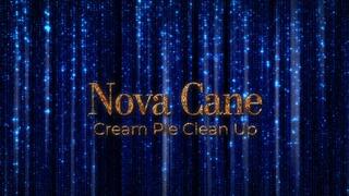 Nova Cane's cuckold husband eats the cum out of a cream pie