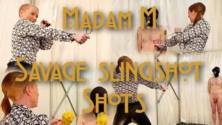 Savage Slingshot Shots, extreme bondage CBT catapult punishment