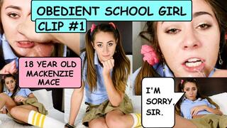 OBEDIENT SCHOOL GIRL Clip #1 Eighteen year old Mackenzie Mace submits to sucking off a dirty old man