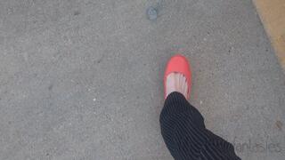 Fifi cranking her SUV in red rubber oka ballet flats with lots of heel popping begging and dirty talk *new* replay