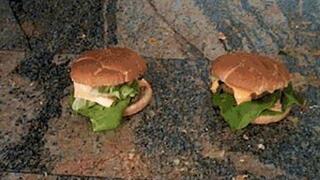 Two big cheese burgers crushed with my pretty feet