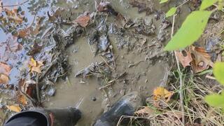 Mud Splashing in Rubber Boots