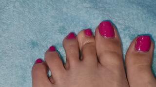 Pink pedicure and masturbation
