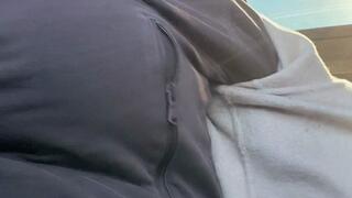 Bbw snacking in the car with belly out