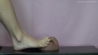 Long toes crushing big balls dildo