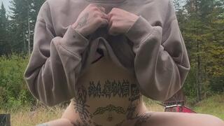 Peeing outdoors on loop in public