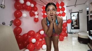 Popping balloons after Valentine's Day