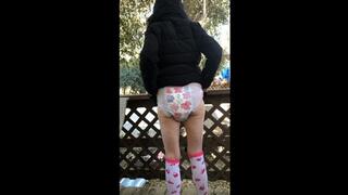 Using my Goodnites diaper Outside for DaddyDom