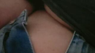 RIDING THE EXERCISE BIKE IN MAXI DENIM SKIRT the one with the slit in front